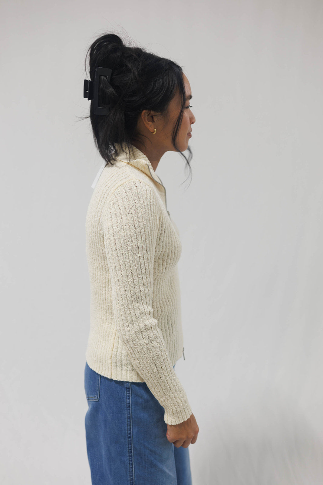 Tori Ribbed Zip Up Cardi