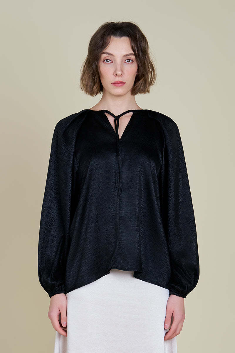 Pleated Shoulder Shine Blouse