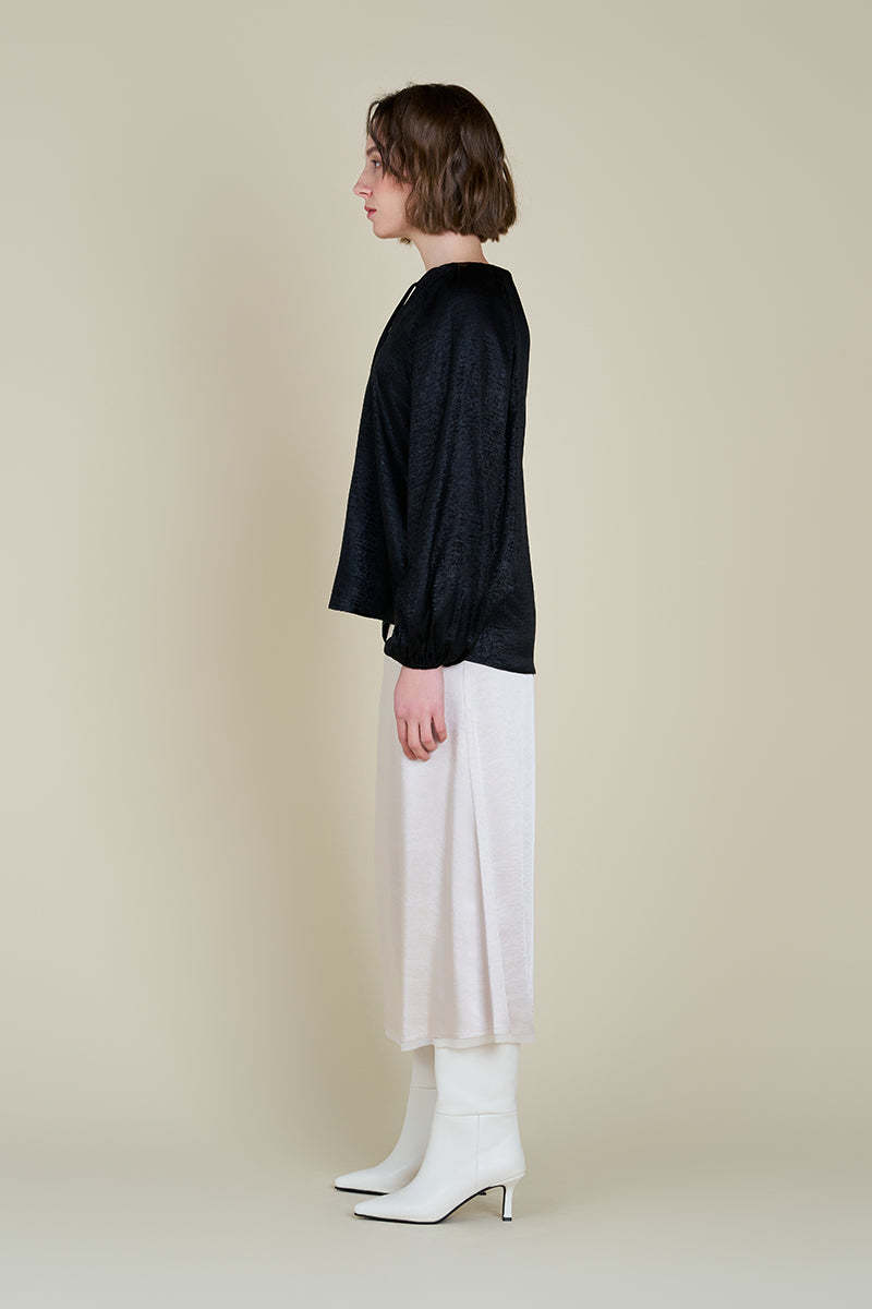Pleated Shoulder Shine Blouse