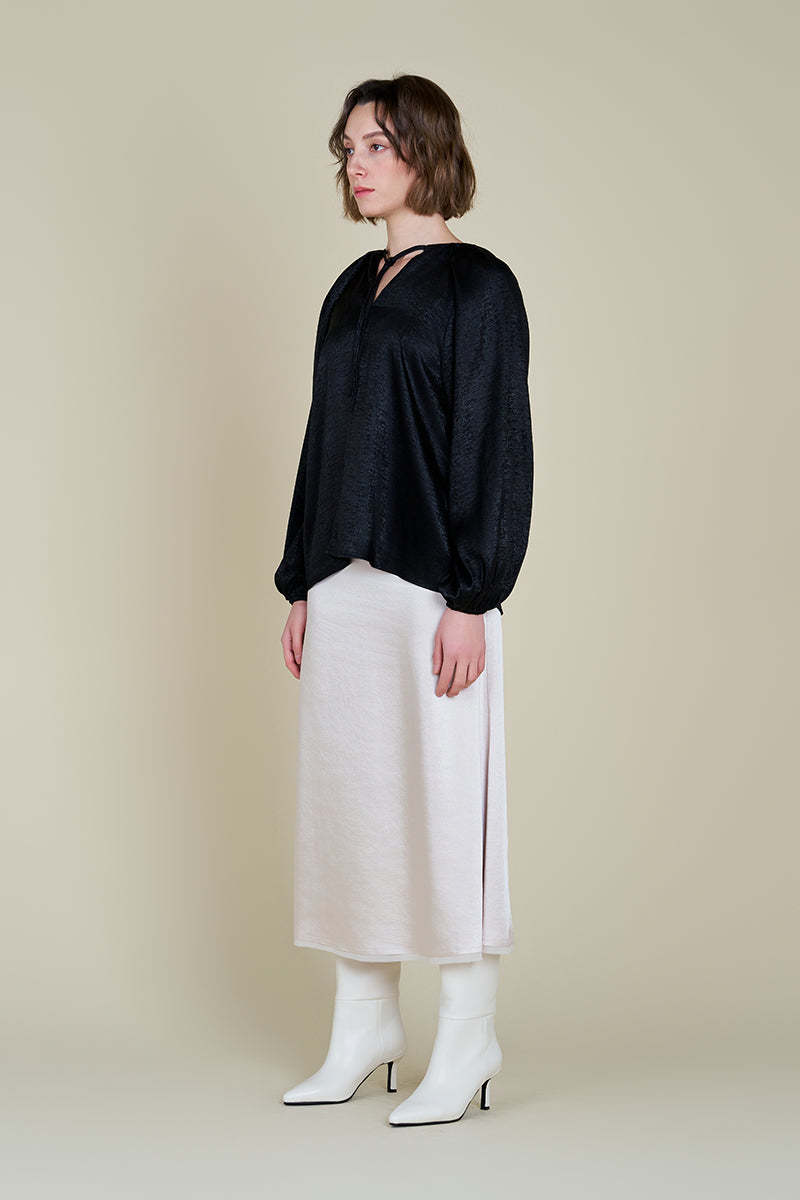 Pleated Shoulder Shine Blouse