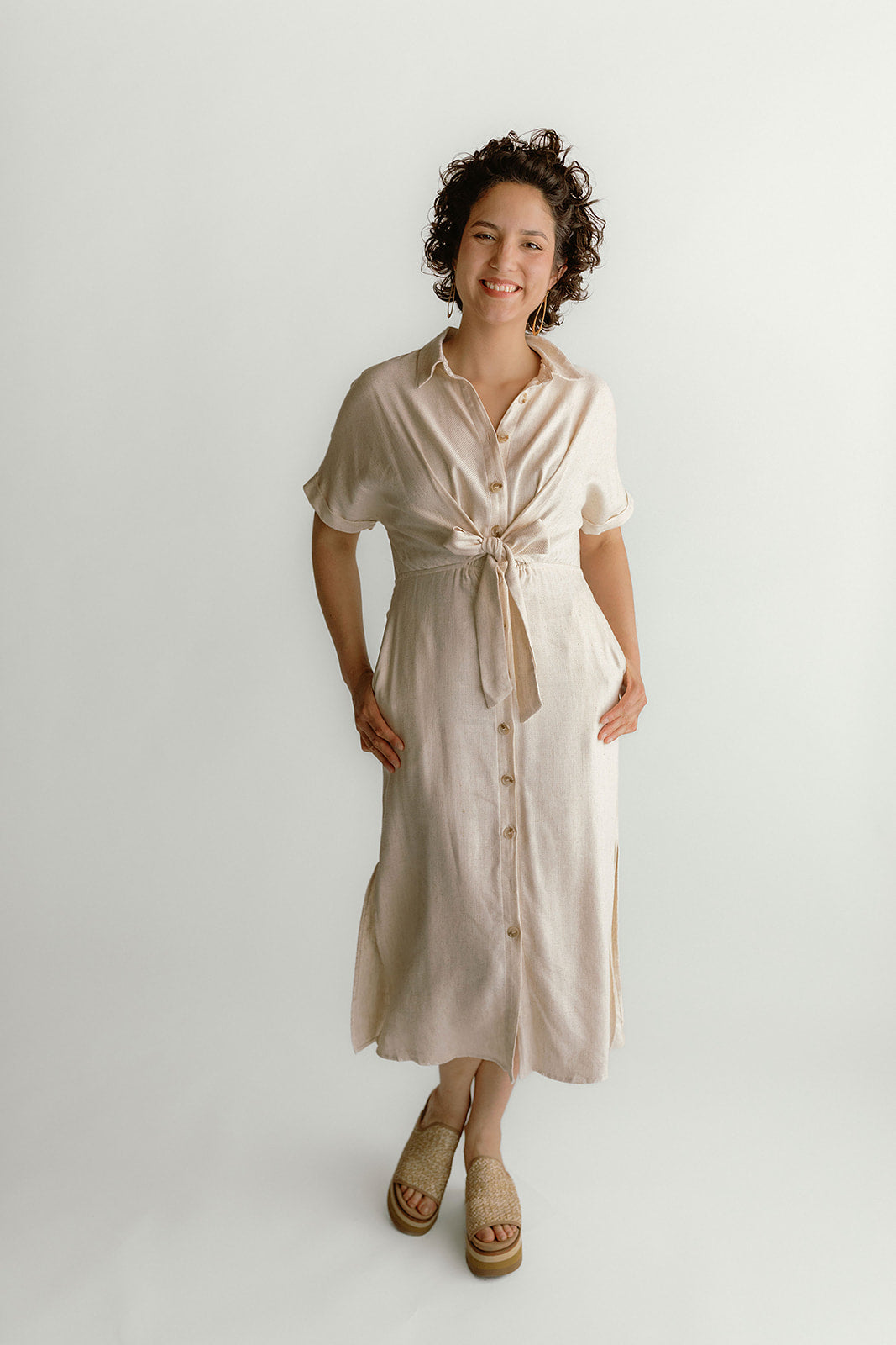 Alienor Beige Woven Dress
