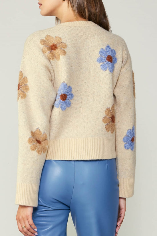 Load image into Gallery viewer, Flower Motif Round Neck Sweater
