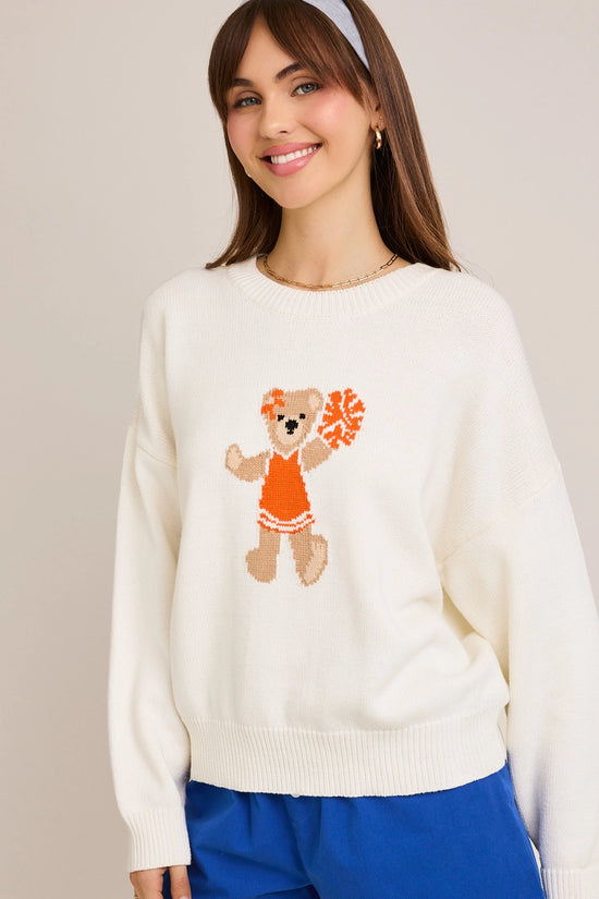 Long Sleeve Crew Neck Teddy Bear Graphic Sweater