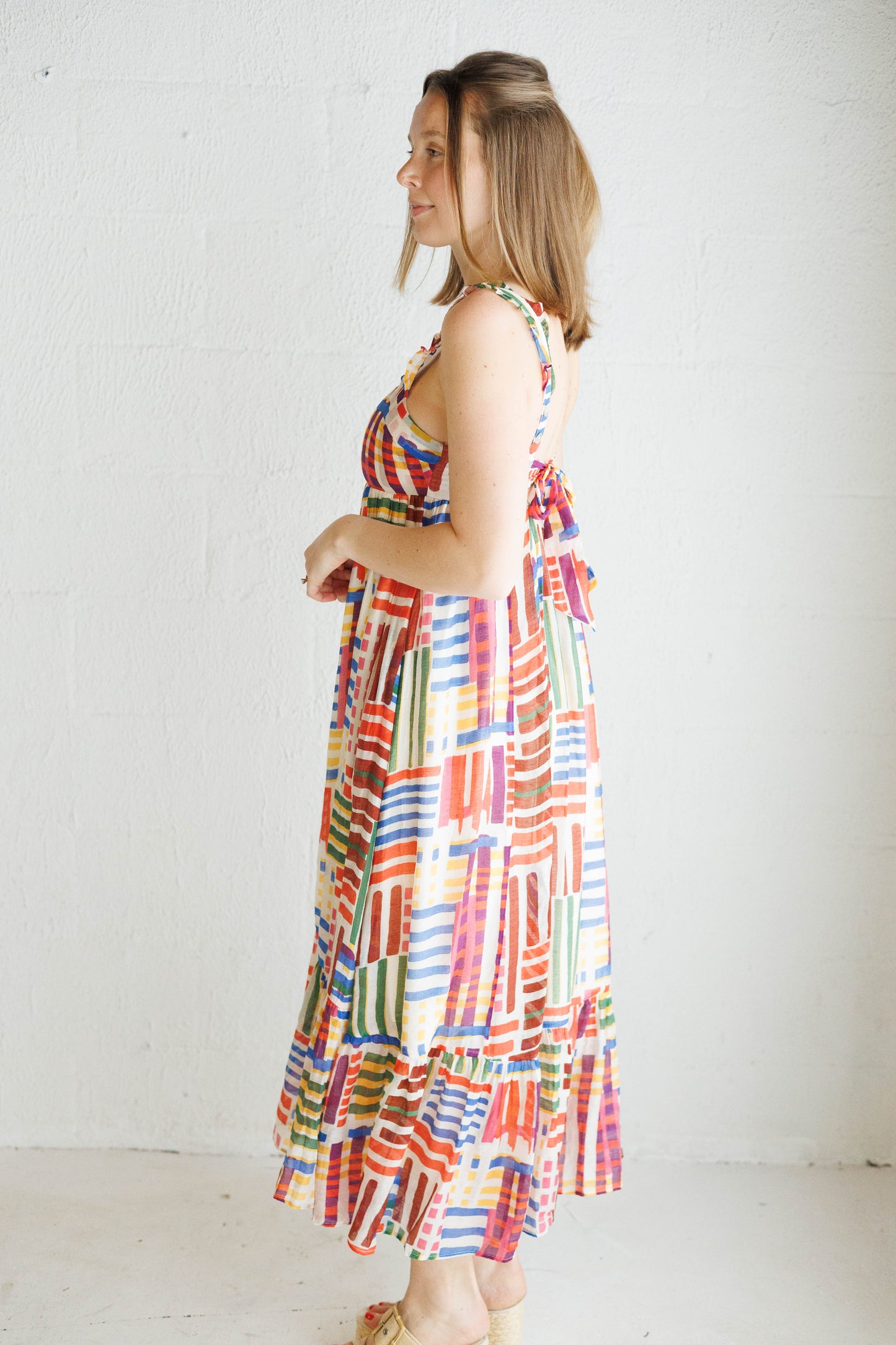 Multi Colored Tiered Print Dress