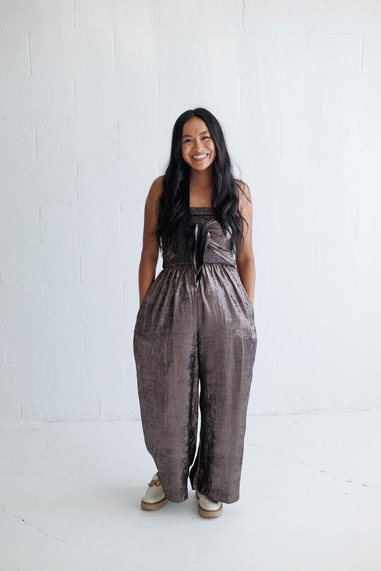 Tie Front Shine Jumpsuit