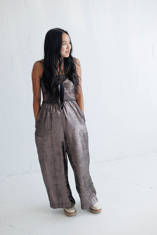 Tie Front Shine Jumpsuit