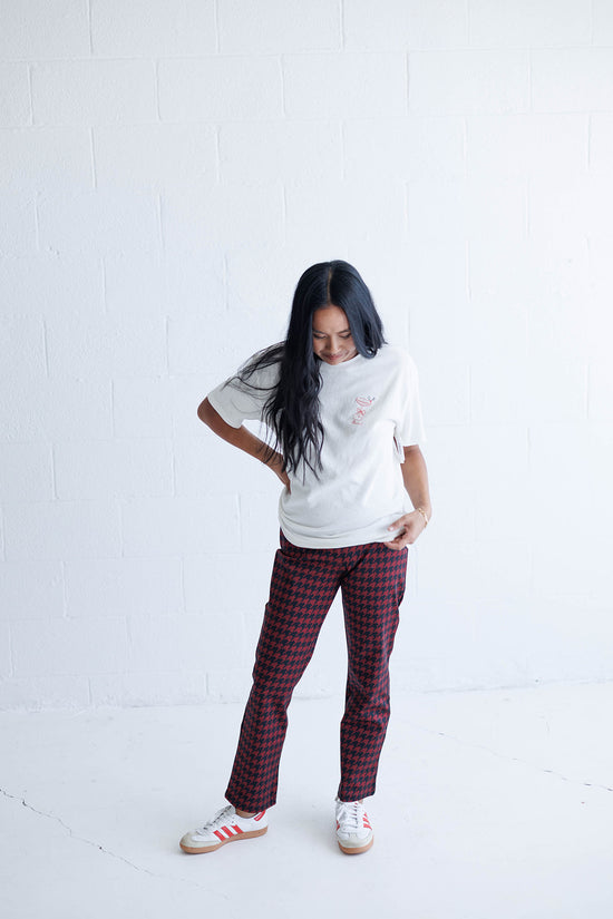 Carnaby Kick Crop Classic Red Houndstooth