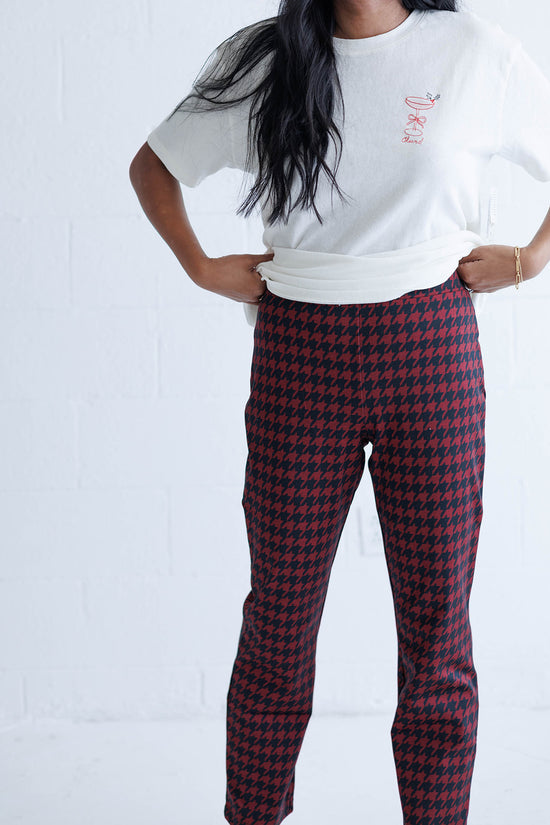 Carnaby Kick Crop Classic Red Houndstooth