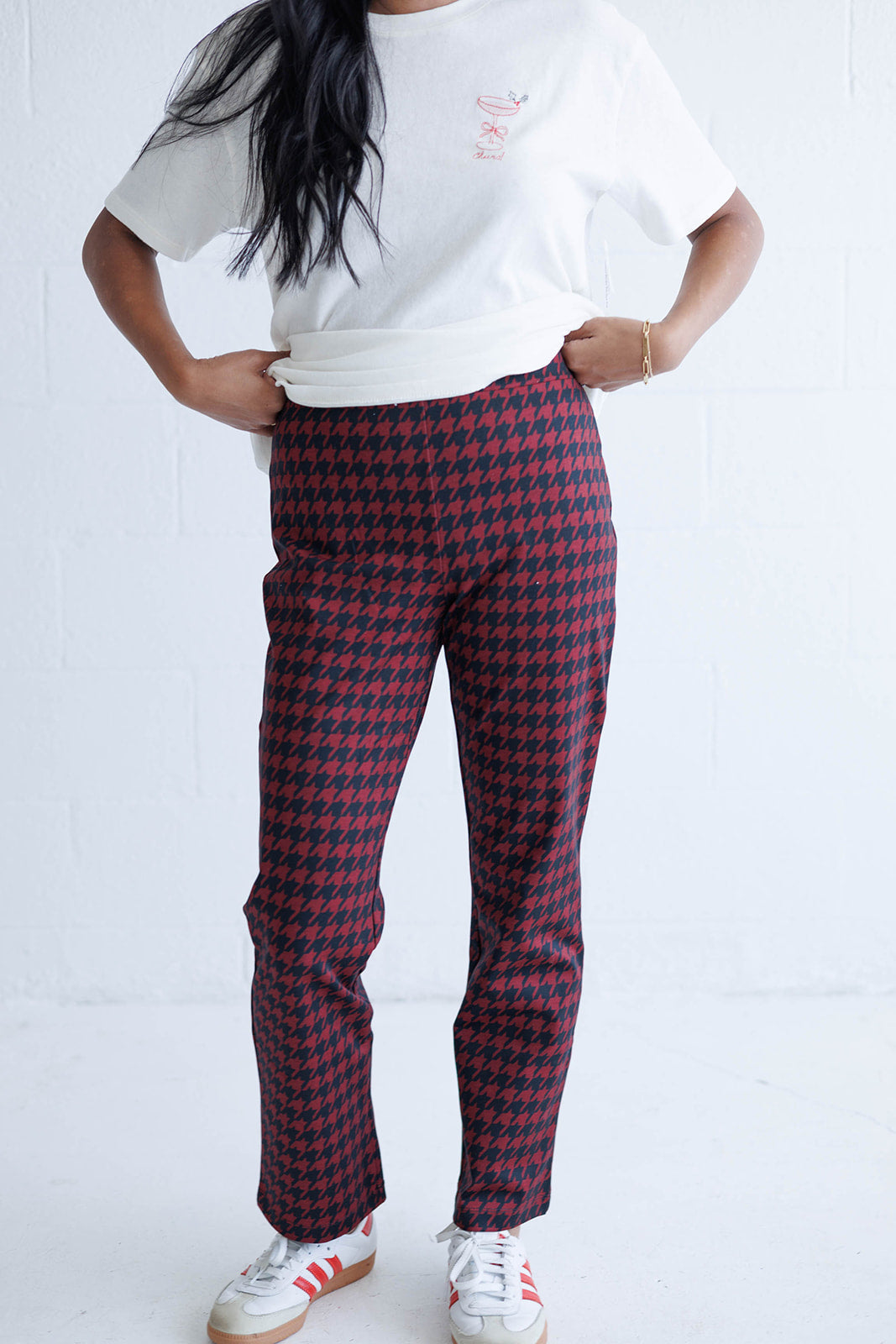 Carnaby Kick Crop Classic Red Houndstooth