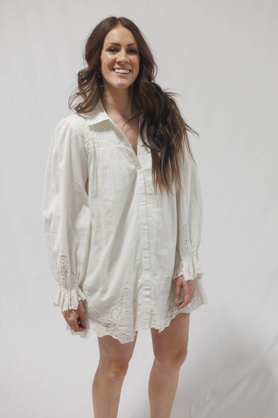 Show Me Your Mumu - Leona Mini Dress White Lace Embroidery