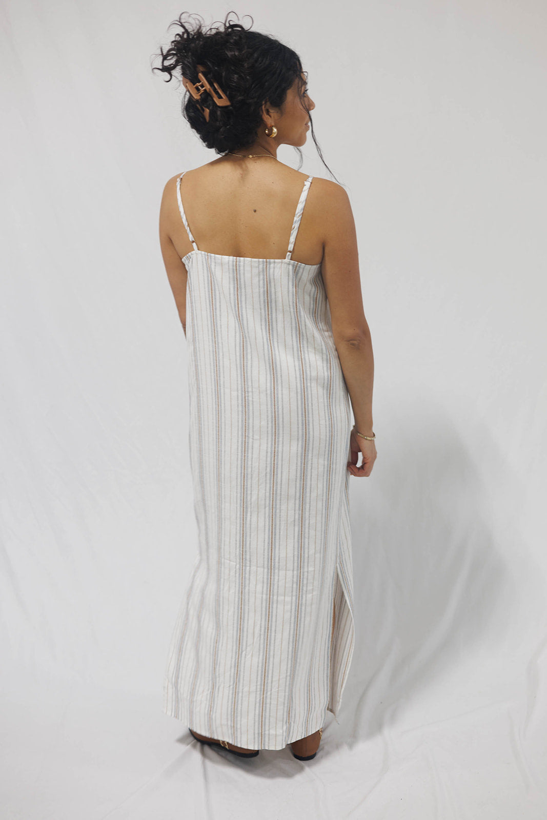 Nopales Striped Buttoned Maxi Dress