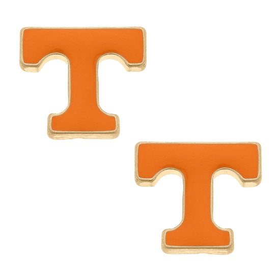 Tennessee Vols Enamel Logo Stud Earrings in Shiny Gold