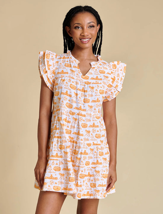 The Team Toile Flutter Sleeve Dress