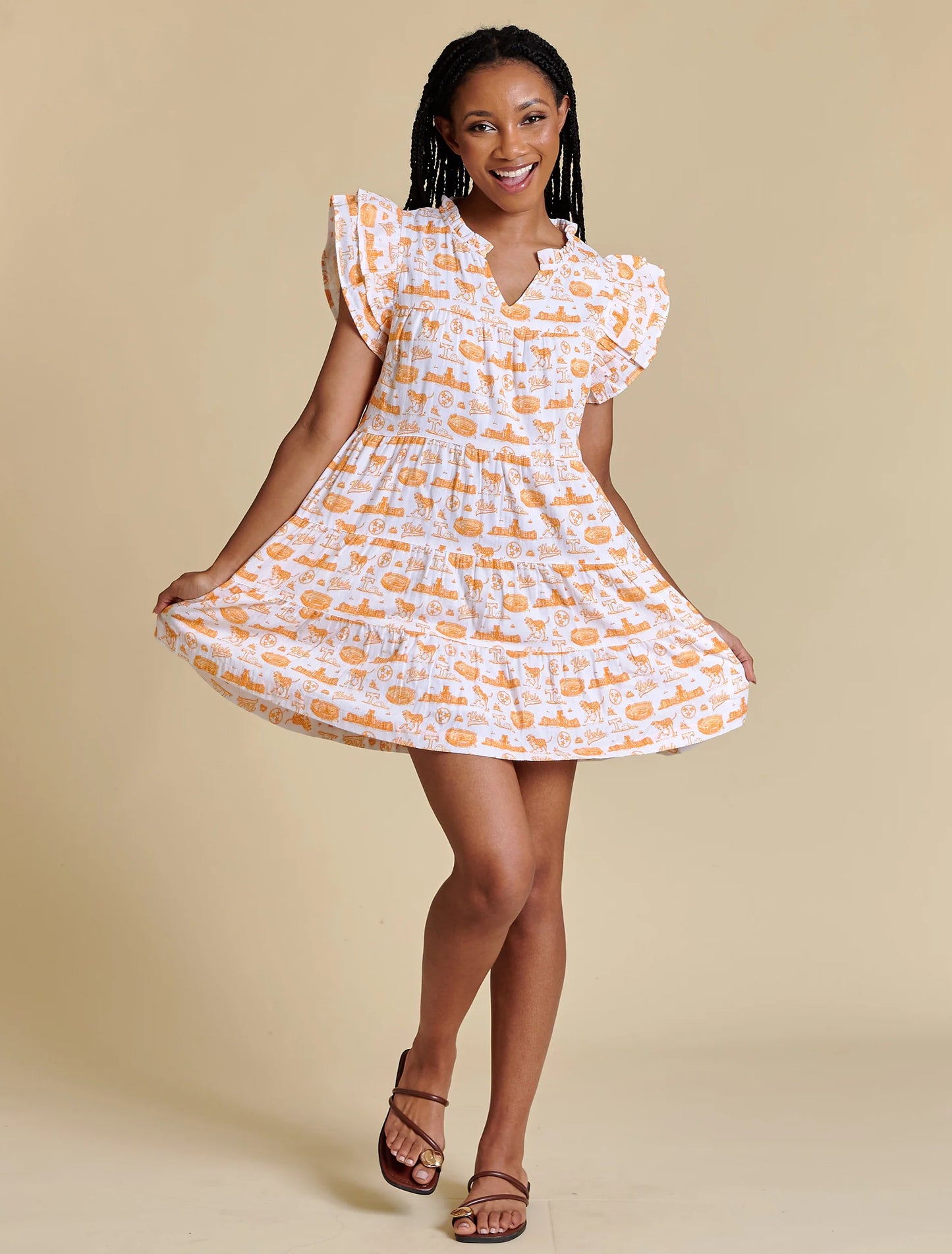 The Team Toile Flutter Sleeve Dress