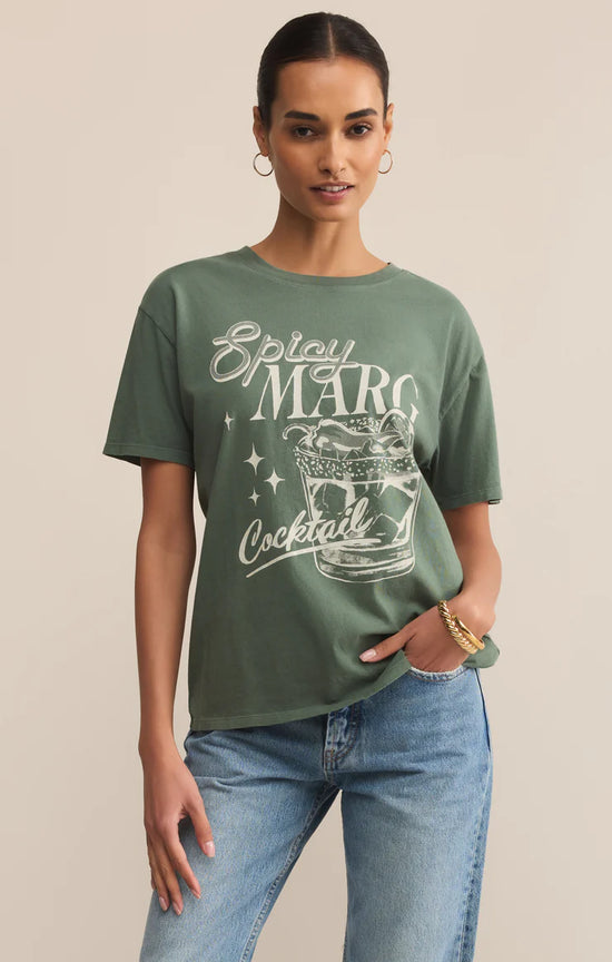Spicy Marg Boyfriend Tee - Hunter Green