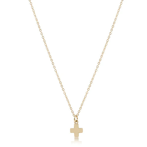 16" Necklace Gold - Sig Cross Small Gold Charm