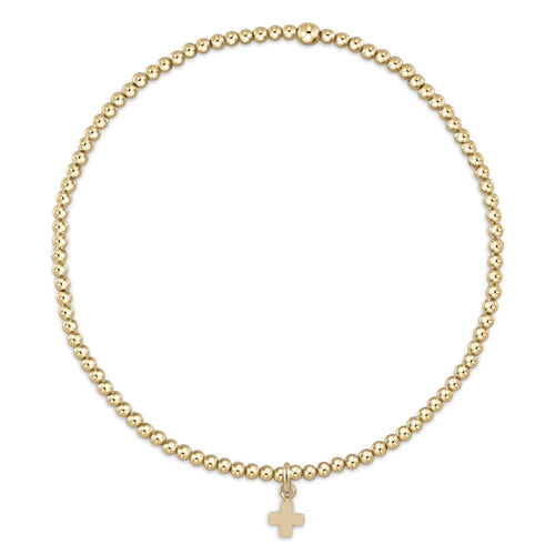 Load image into Gallery viewer, Classic Gold 2mm Bead Bracelet - Signature Cross Small Gold Charm
