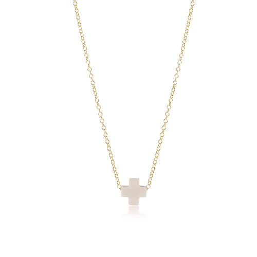 Load image into Gallery viewer, 16&amp;quot; Necklace Gold - Signature Cross Off-white
