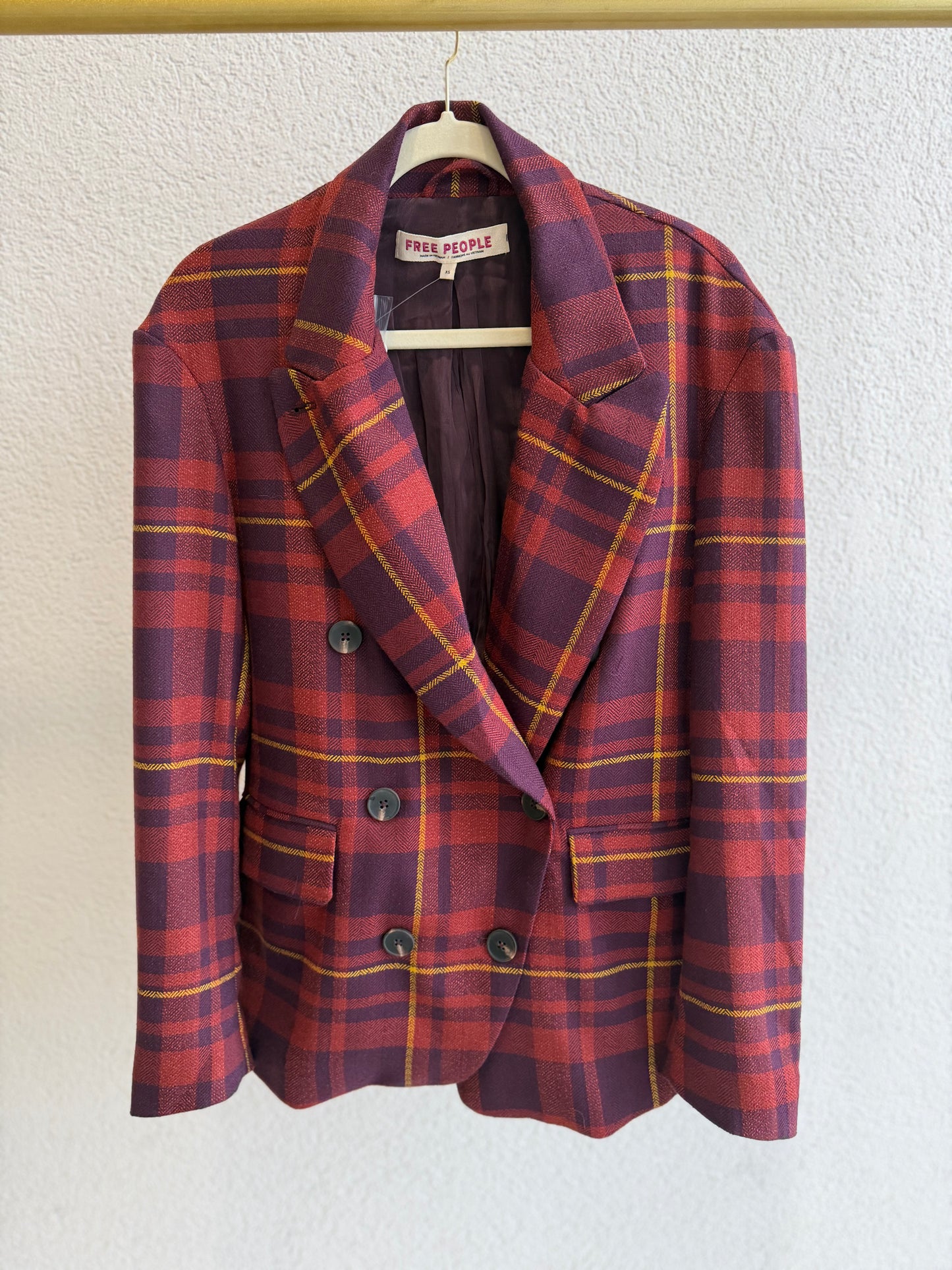 Free People - Dean Double Breasted Blazer - Plum Combo