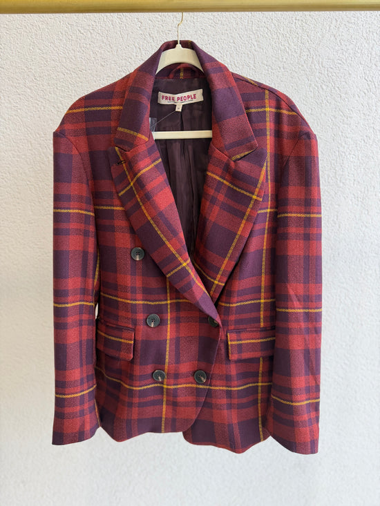 Free People - Dean Double Breasted Blazer - Plum Combo