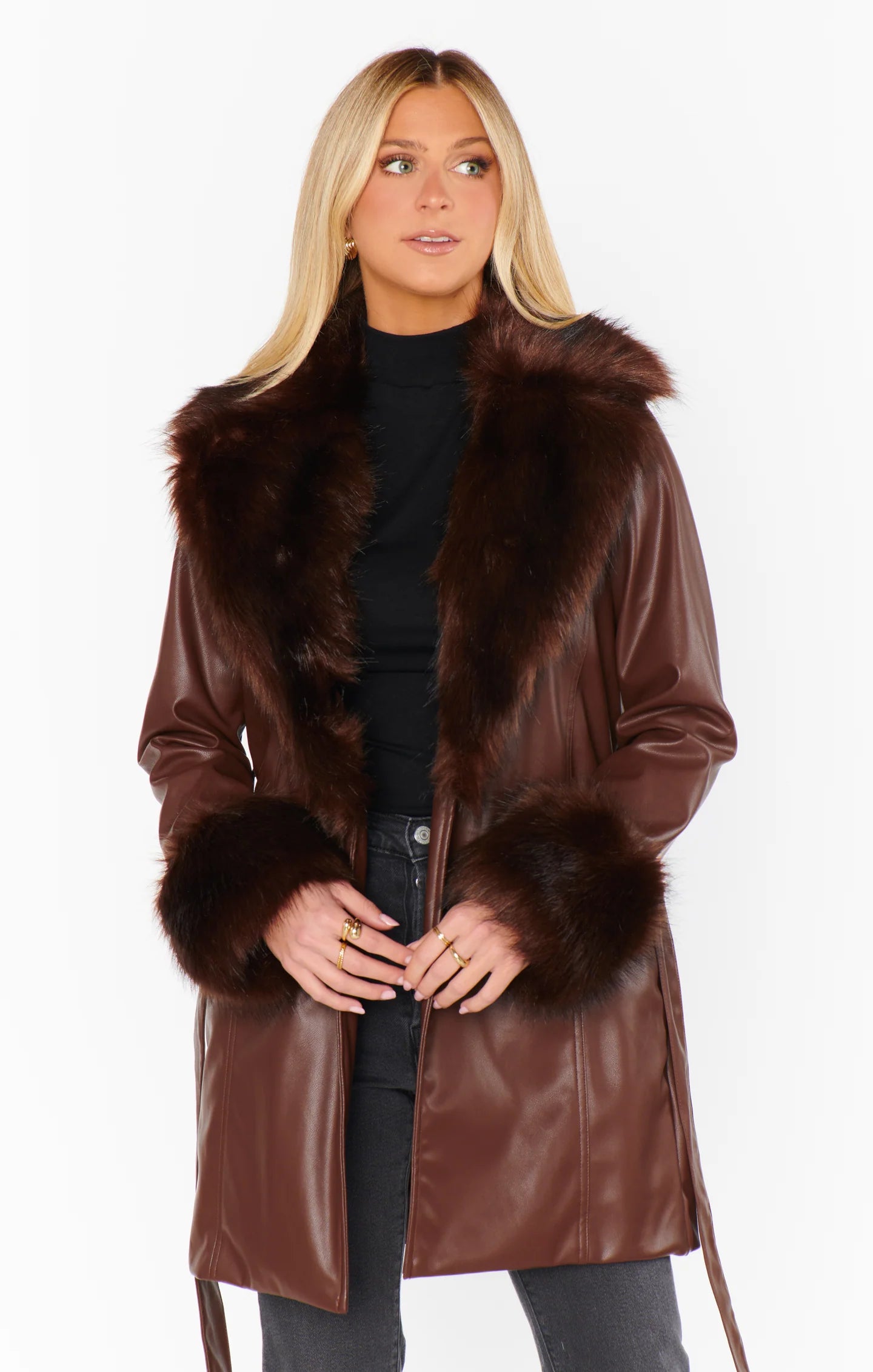 Show Me Your Mumu - Penny Lane Coat Cocoa Faux leather