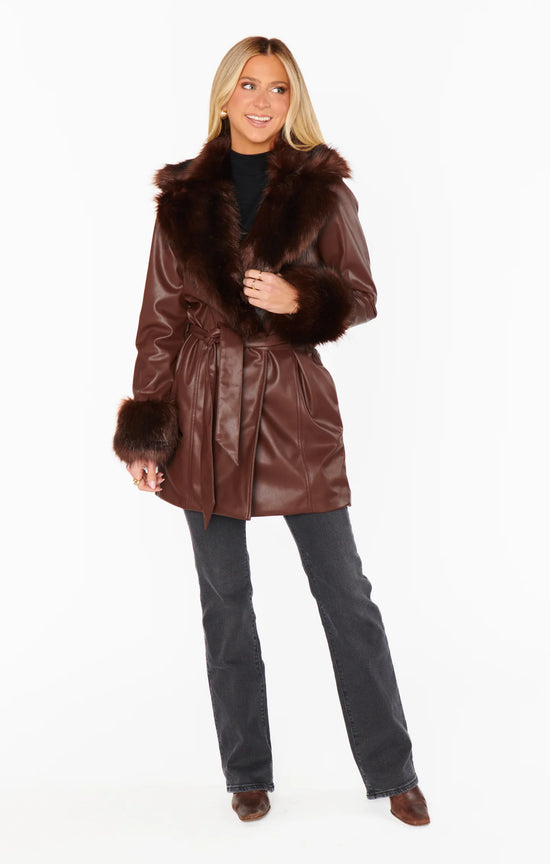 Show Me Your Mumu - Penny Lane Coat Cocoa Faux leather