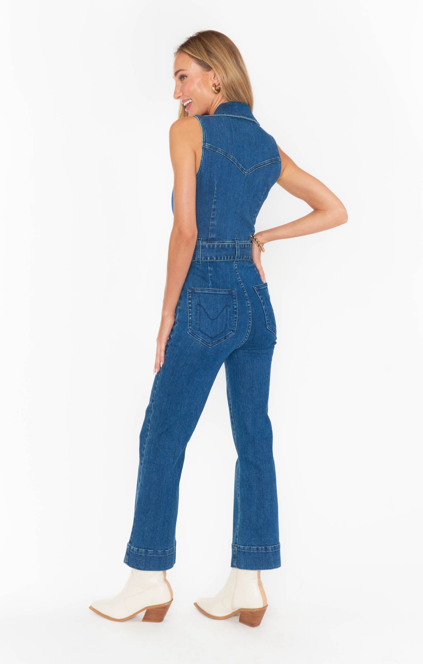 Load image into Gallery viewer, Show Me Your Mumu- Jacksonville Cropped Jumpsuit Lunar Blue
