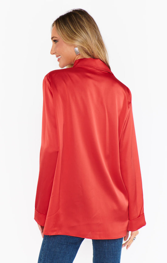 Smith Button Down Red Luxe Satin