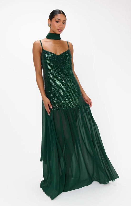 Dalia Maxi Dress - Emerald Sequins