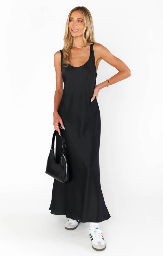 Show Me Your Mumu - Serenade Slip Dress Black Luxe Satin