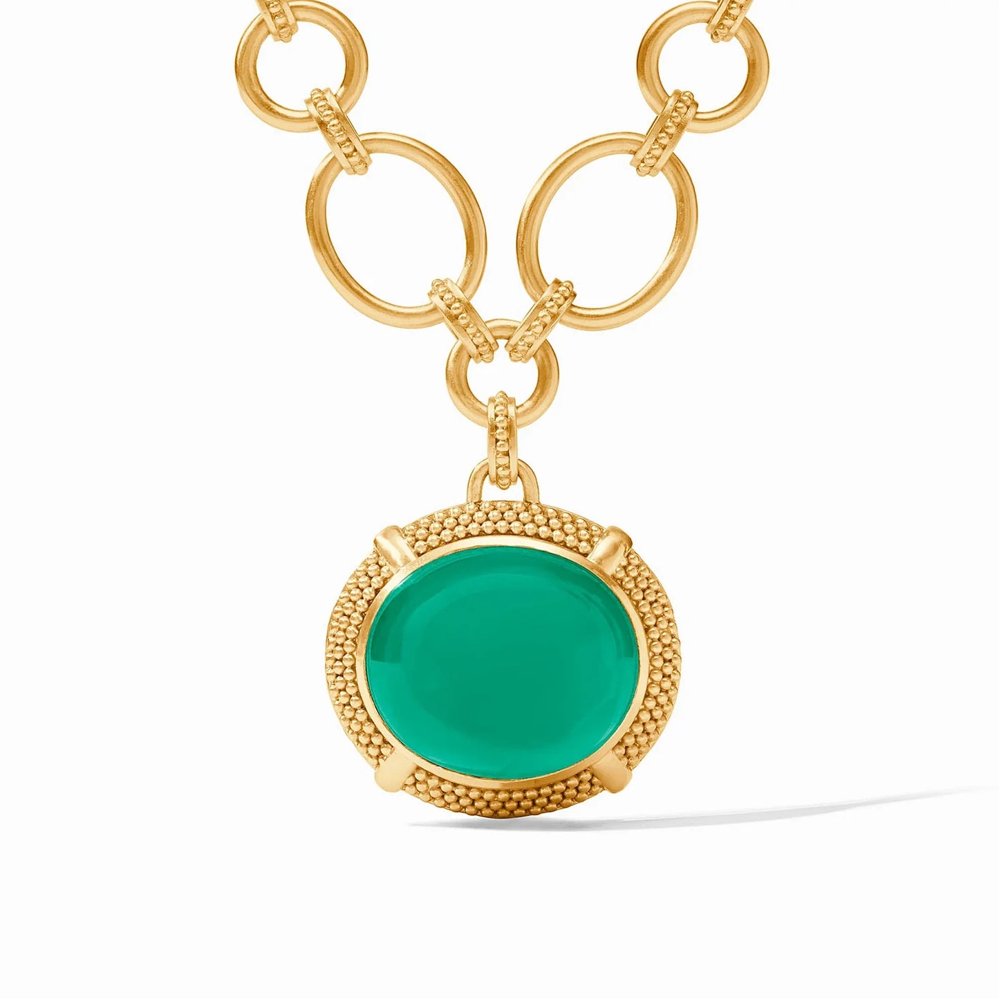 Cabochon Statement Necklace-Iridescent Emerald Green-OS