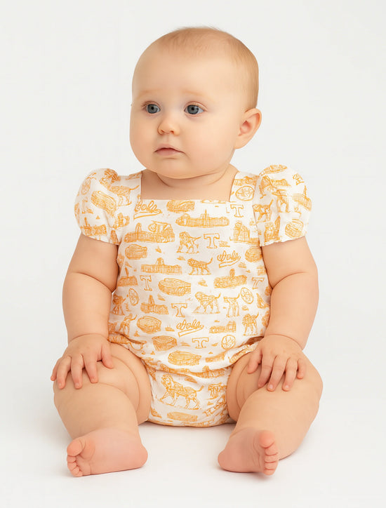 The Team Toile Puff Sleeve Onesie