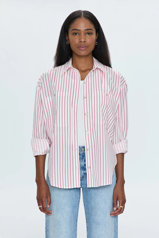 Pistola - Samantha Oversized Button Up- Ruby Stripe