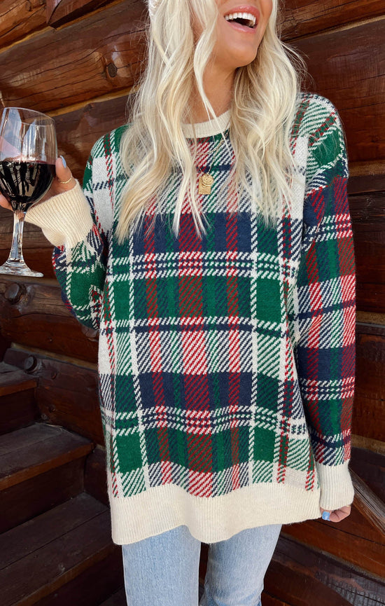 Load image into Gallery viewer, Show Me Your Mumu - Ember Tunic Sweater, Holiday Plaid Knit
