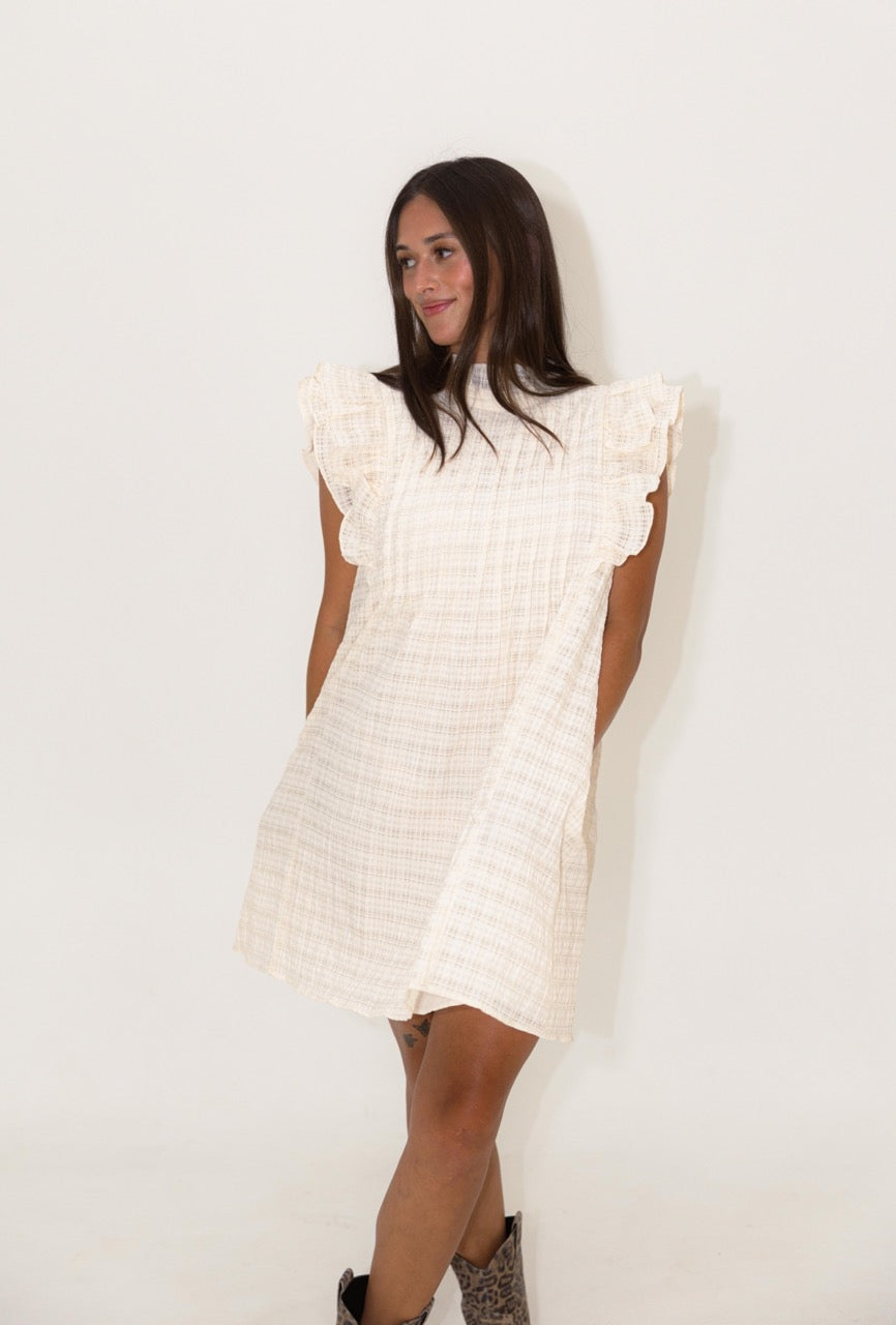 Flutter Sleeve Textured Dress