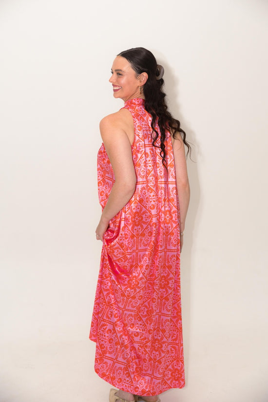 Floral Mock Halter Maxi Dress