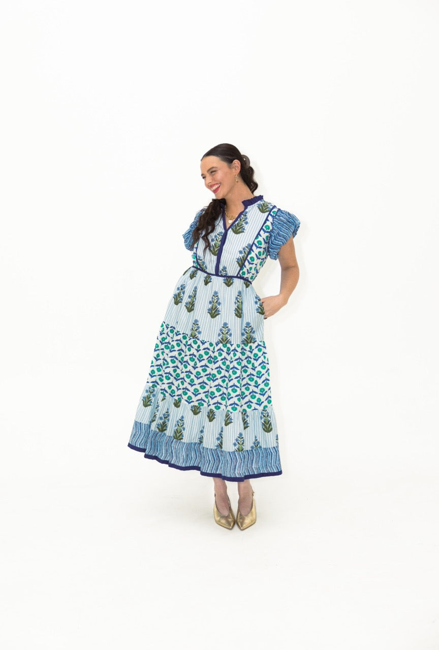 Flutter Sleeve Floral Maxi Dress