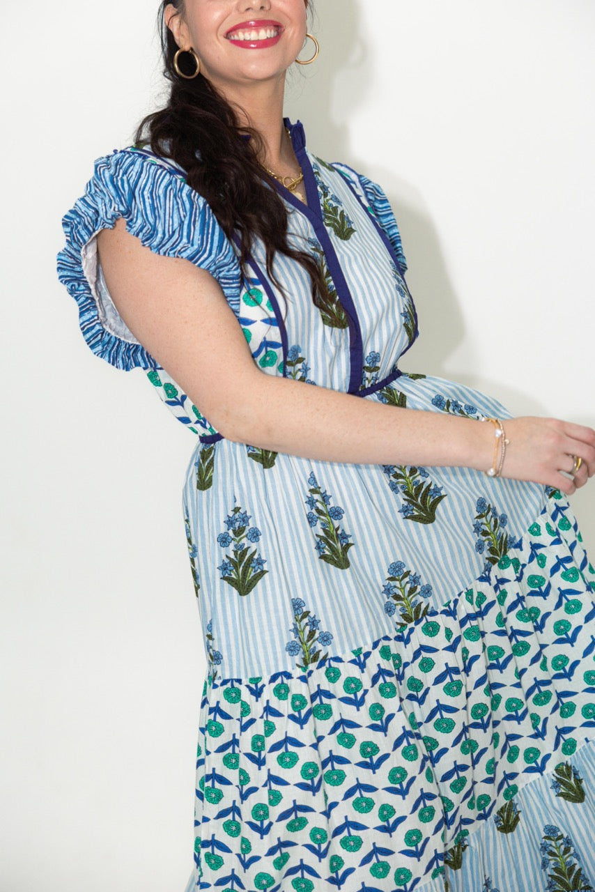 Flutter Sleeve Floral Maxi Dress