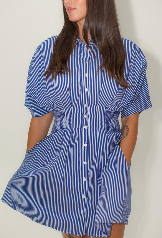 Striped Pleated Mini Dress