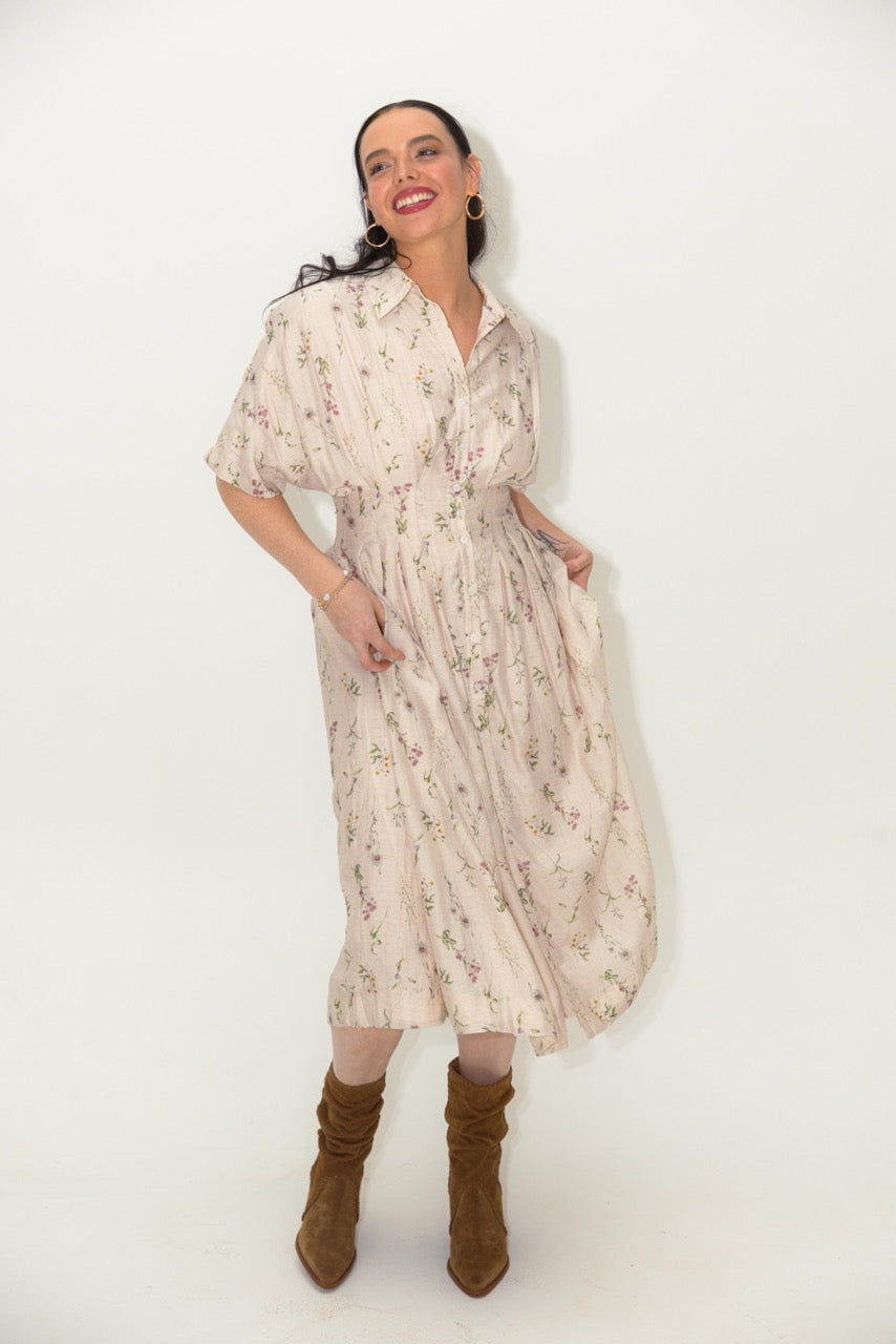Floral Pleated Midi Dress