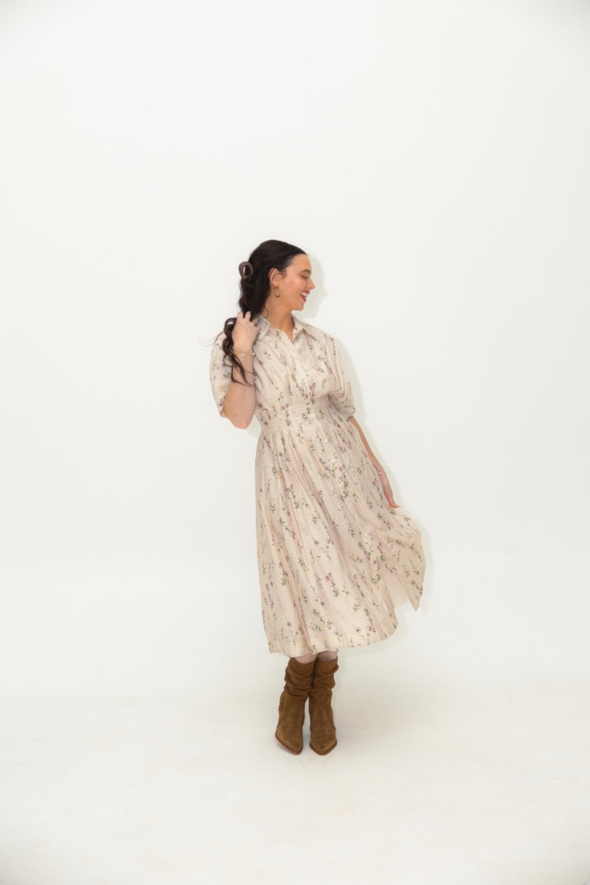 Floral Pleated Midi Dress