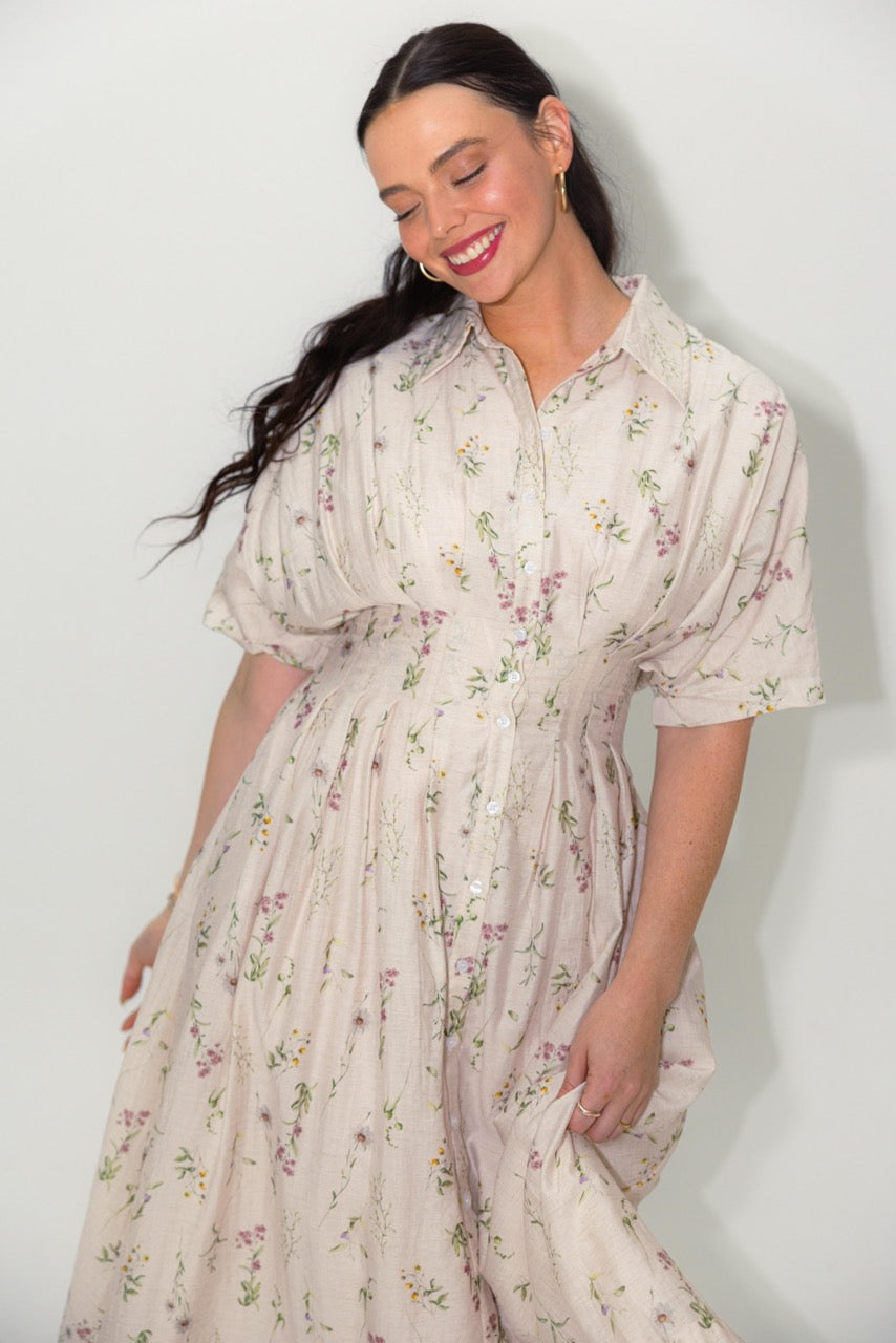 Floral Pleated Midi Dress