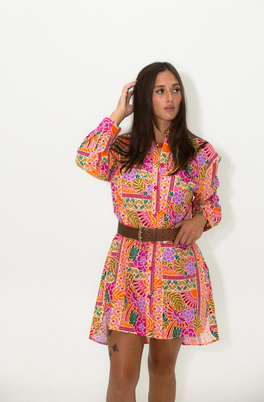 Toucan Scarf Shirt Dress