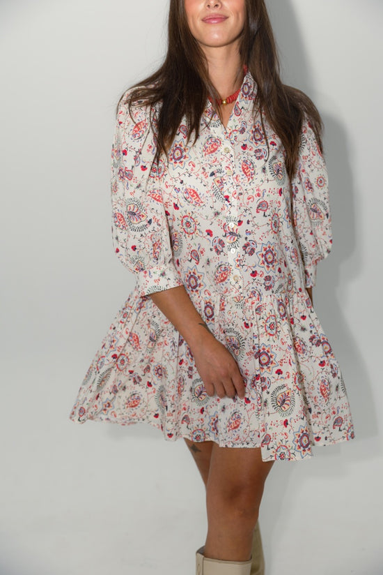 Print Button Down Mini Dress