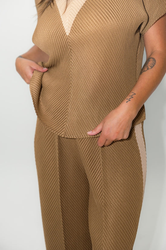 Elasticized Waist Pleated Tapered Pants