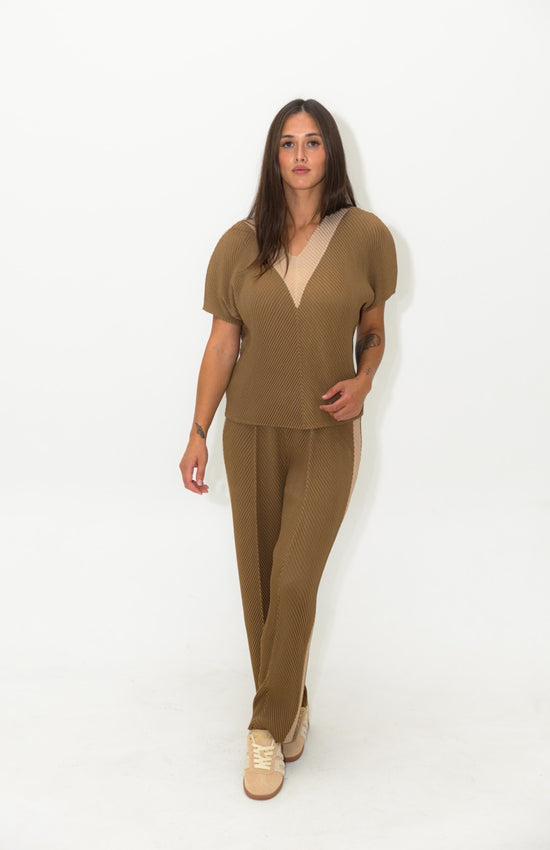 VNeck Short Doman Pleated Top