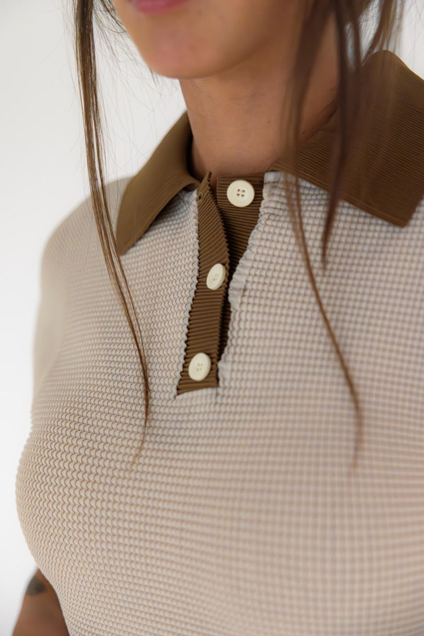 Polo Dolman Pleated Top
