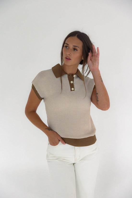 Polo Dolman Pleated Top