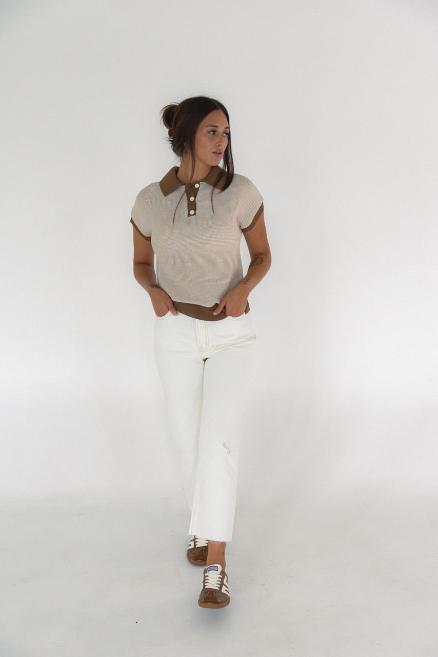 Polo Dolman Pleated Top