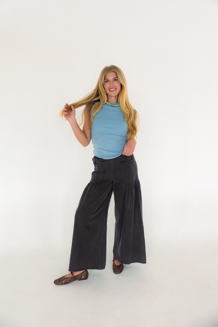 Half Elasticized Waist Tiered Pants